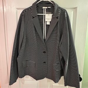 Liz Claiborne Plus Size 3X Navy and White Striped Blazer Career Business Work